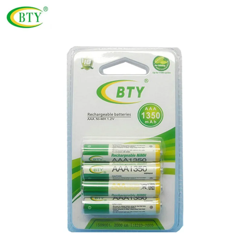 

BTY Original 4Pcs 1.2V AAA 1350 mAh NI-MH Rechargeable Battery Baterias AA/AAA Batteries For Toy Mouse Camera