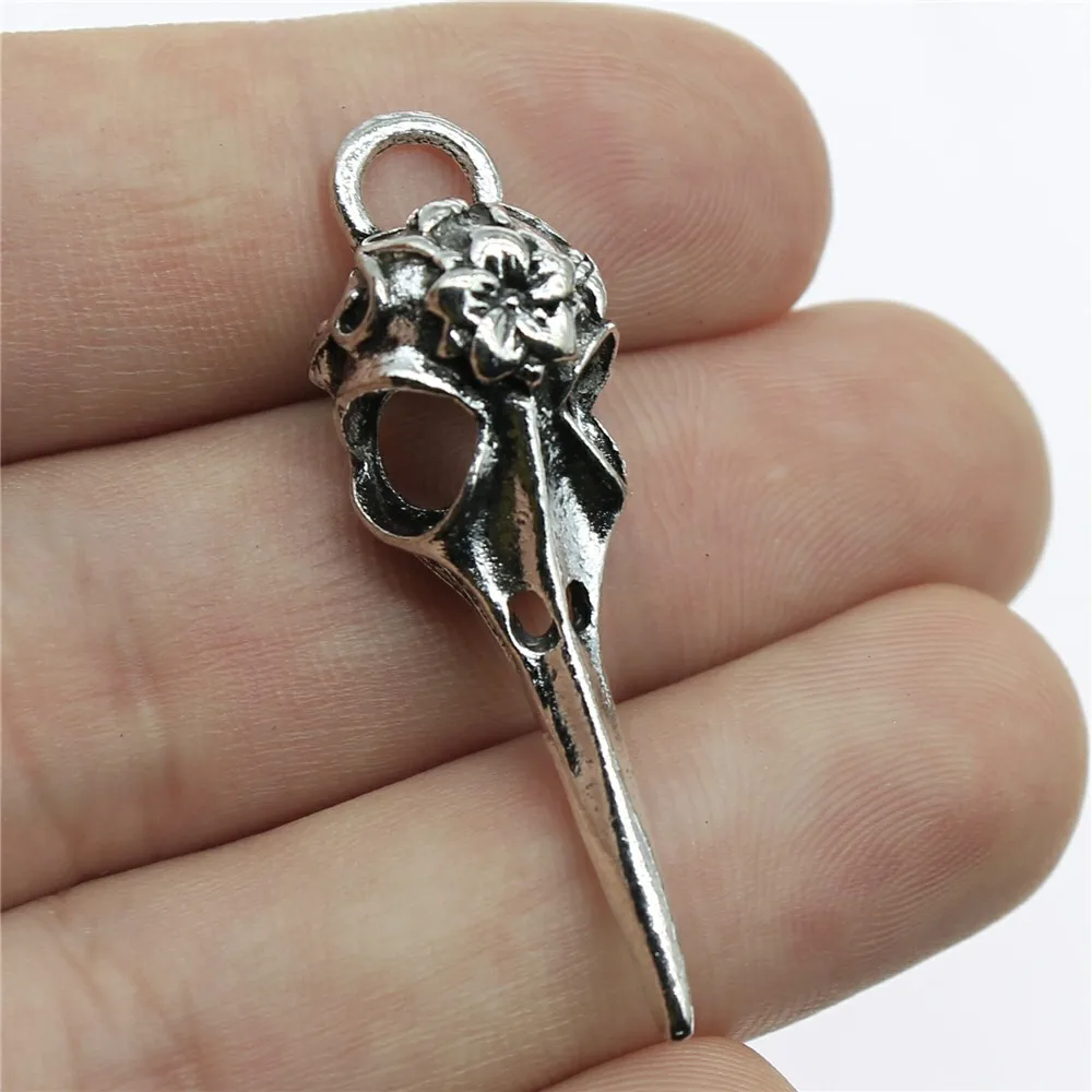 

Charms Bird Head Skull Diy Jewelry Findings 10pcs/lot Antique Silver Plated 1.6x0.5 inch (41x12mm) Bird Head Skull Charms