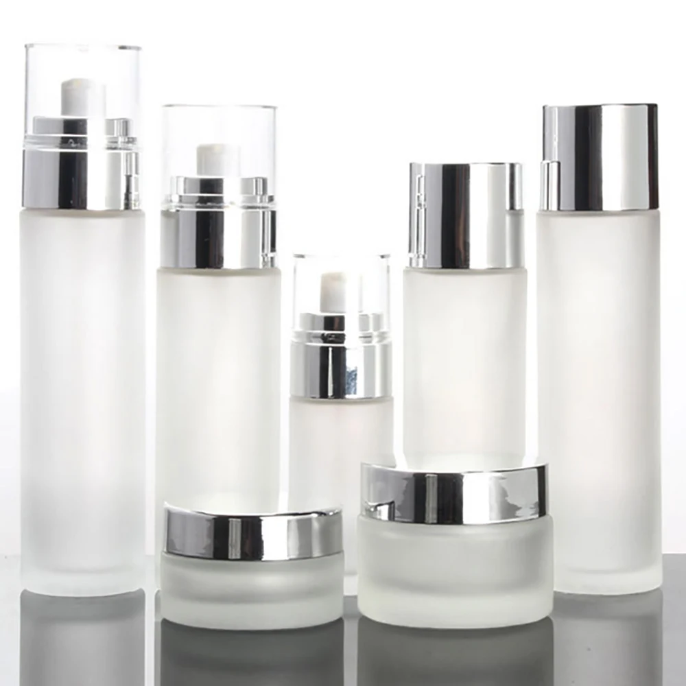 

China Factory Travel Cosmetic Container 50G Glass Jar For Face Cream, Skin Care Serum Glass Packaging
