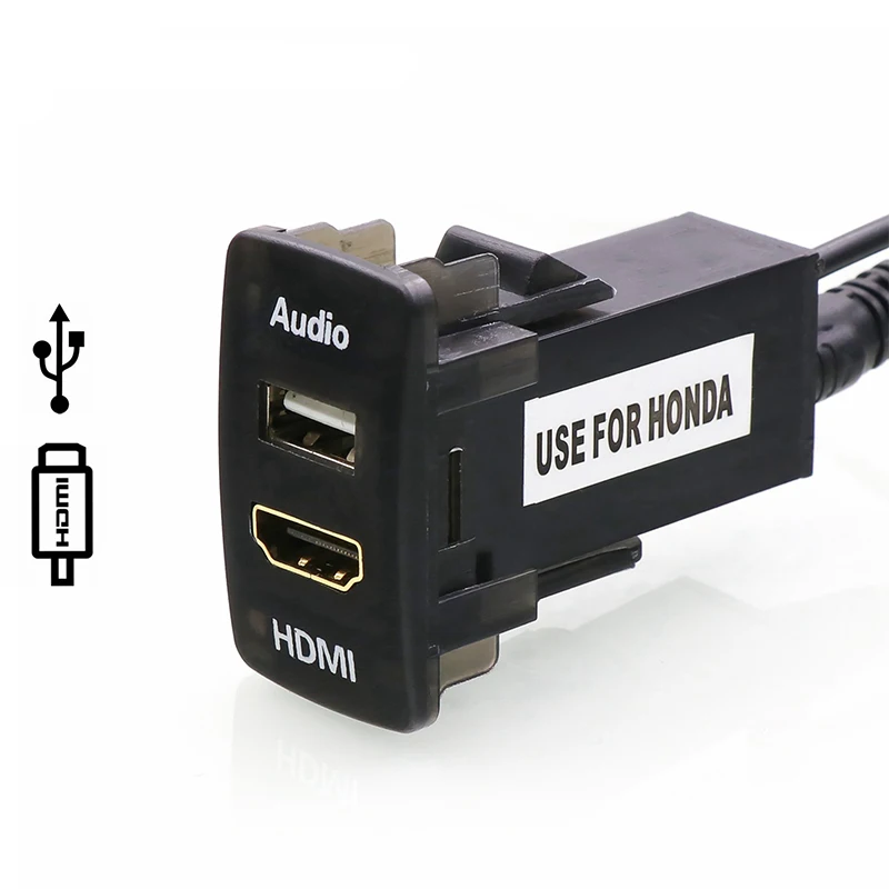 Автомобильное USB зарядное устройство Гнездо аудио порт с HDMI разъем для Honda Civic Spirior CRV Fit Jazz City Accord Odyssey