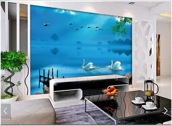 

Custom 3d photo wallpaper 3d wall murals wallpaper Hd scenery scenery background wall - a swan wall 3d living room wallpaper