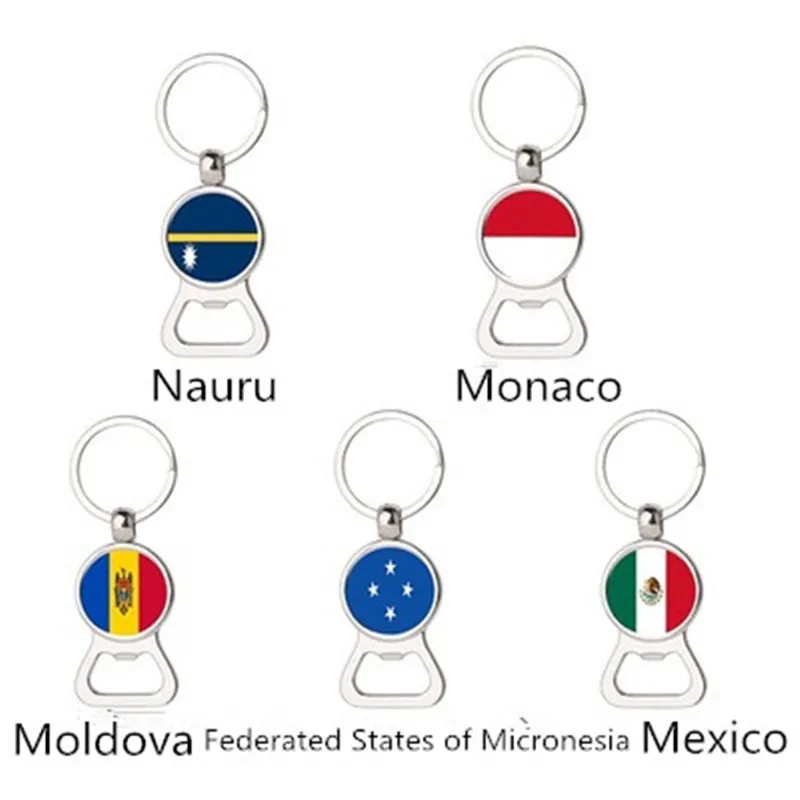 #*Cheap Hot Creative Micronesia Federation Moldova Monaco Mexico NauruFlag Time Gem Multifunction Keychain Metal Beer Opener Accessories