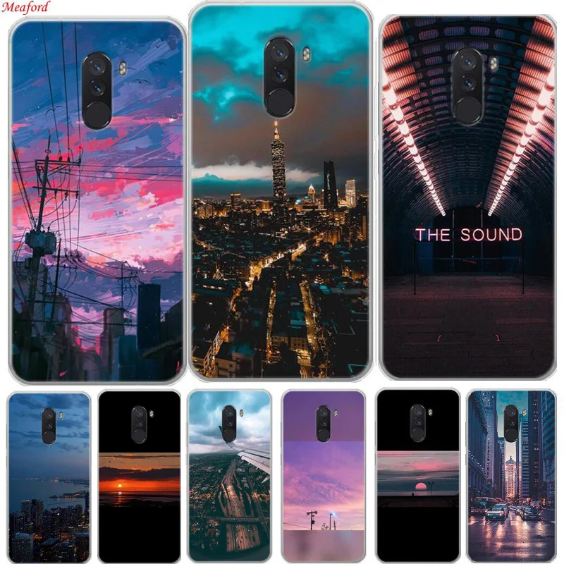 

6.18" case For Xiaomi Pocophone F1 Case Silicone For Xiaomi Poco F1 Phone Case street scenery Soft TPU Cover F 1 coque fundas