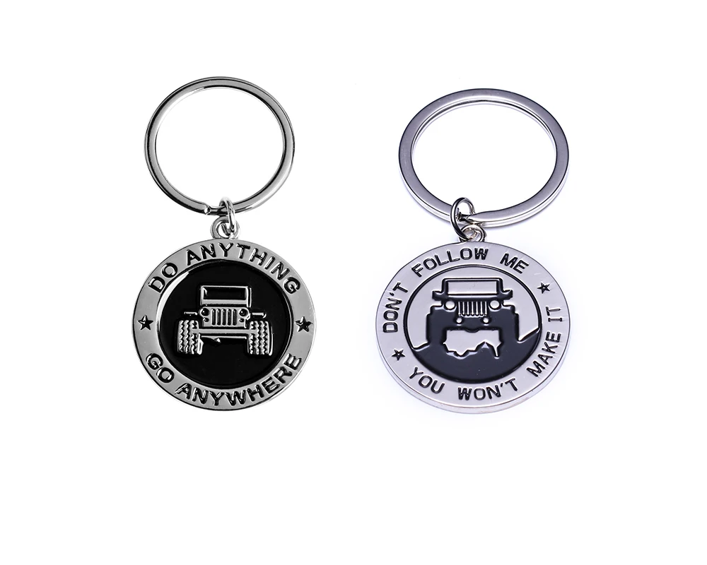 

New Car Styling Design Key Chain Duplex "Don't Follow Me You Won't Make It" "Do Anything Go Anywhere"Great Gift For Jeep Lover