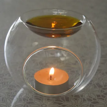 

4pcs/pack Diameter=10cm Glass Incense Burner Candle Holder Glass Household Incense Burner Essential Oil Lamp Glass Aroma stove