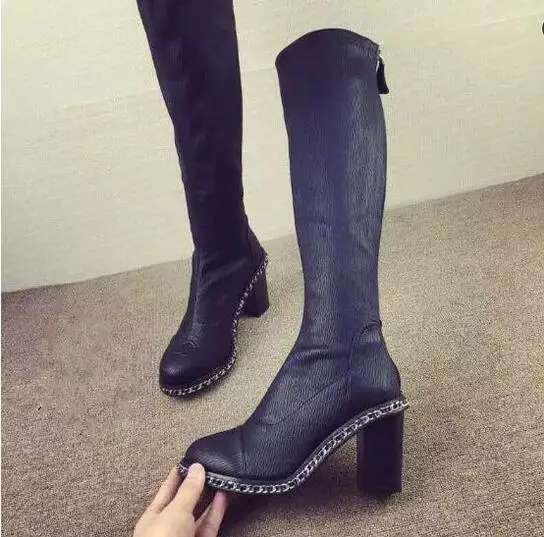 Venta Cuadradas Rodilla as Mujer Marca Cordones As Con De 2018 Moda Picture Hasta Tacón La Invierno Zapatos Caliente Alto Picture Para Mujer Botas Zpatos EqYH0T