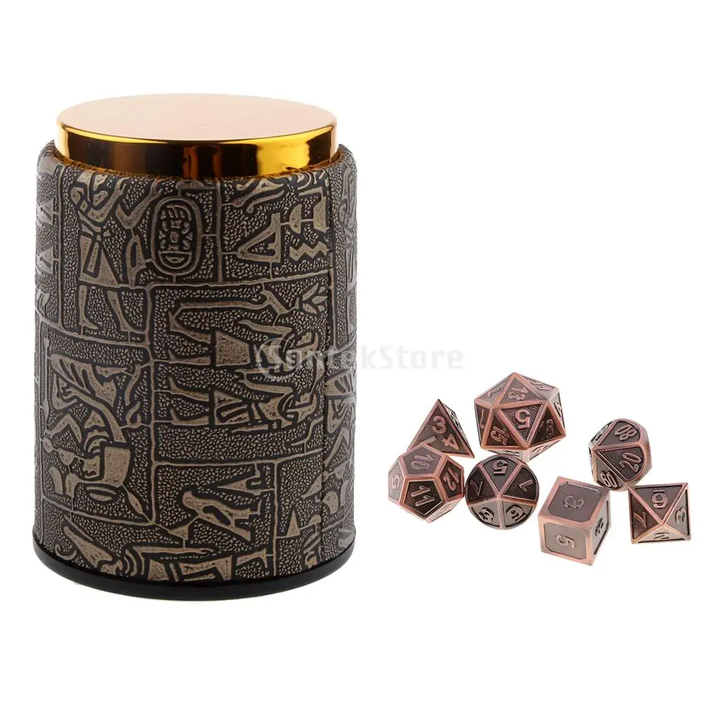 7 pieces Metal Polyhedral Dice for Dungeons & Dragons Dice Table Games RPG MTG+Dice Cup #4