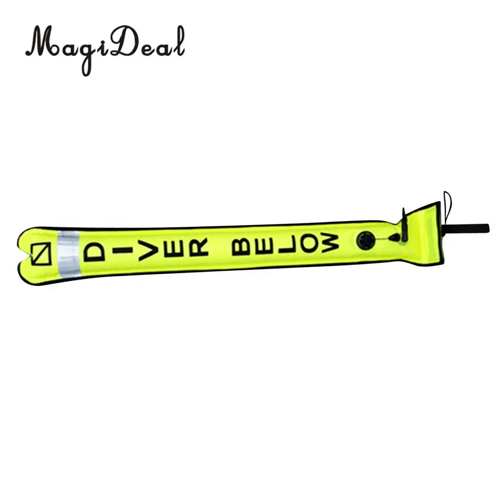 MagiDeal 4ft Reflective Inflatable Safety Sausage (SMB Surface Marker Buoy) Diver Below Signal Tube for Underwater Scuba Diving