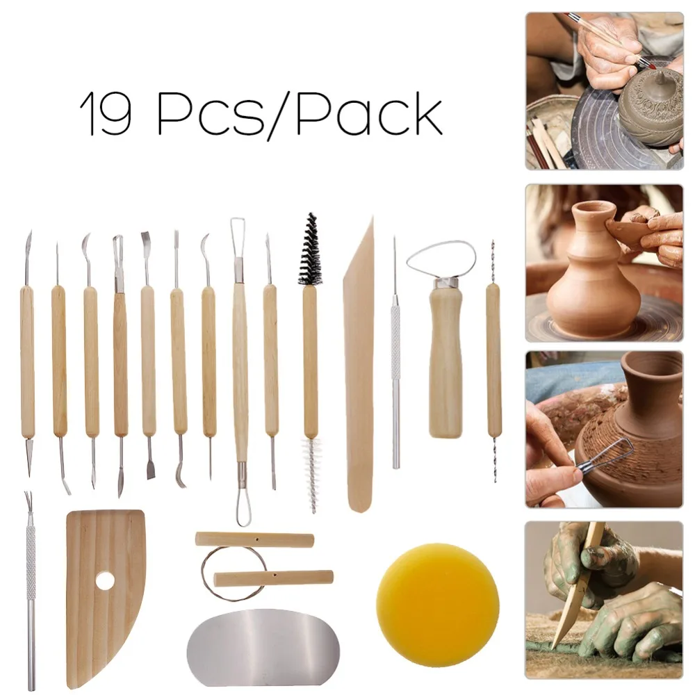 19Pcs Clay Sculpting Tools Pottery Carving Tool Set Includes Clay Color