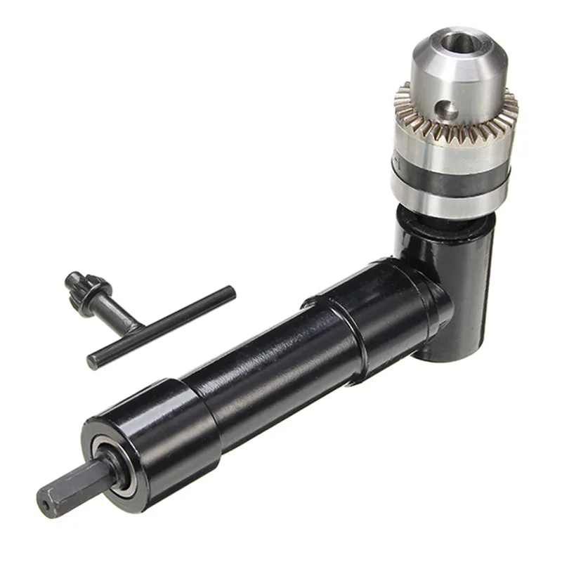 

90 Degree Right Angle Electric Drill Corner 8mm Hex Shank Turning Device Bend Extending Three-jaw Chuck 1-10mm Drill Adapter