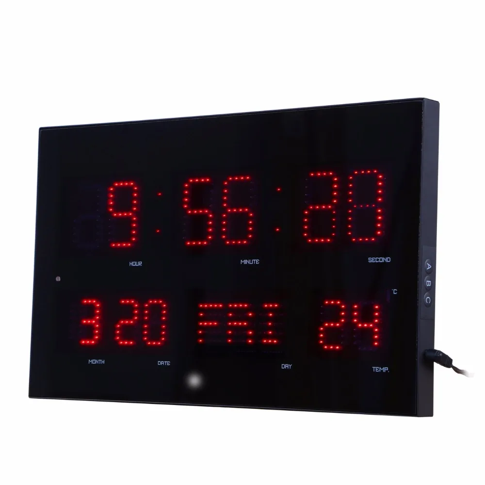 Big screen dot matrix LED digital wall clock with auto adjust
