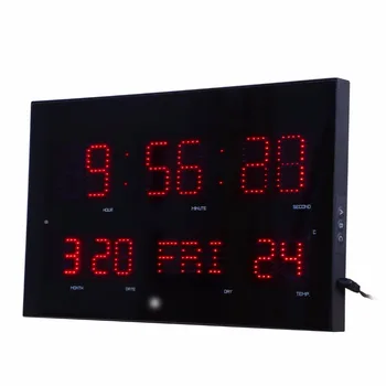 

Big screen dot matrix LED digital wall clock with auto adjust brightness function home electronic thermometer clock modern clock