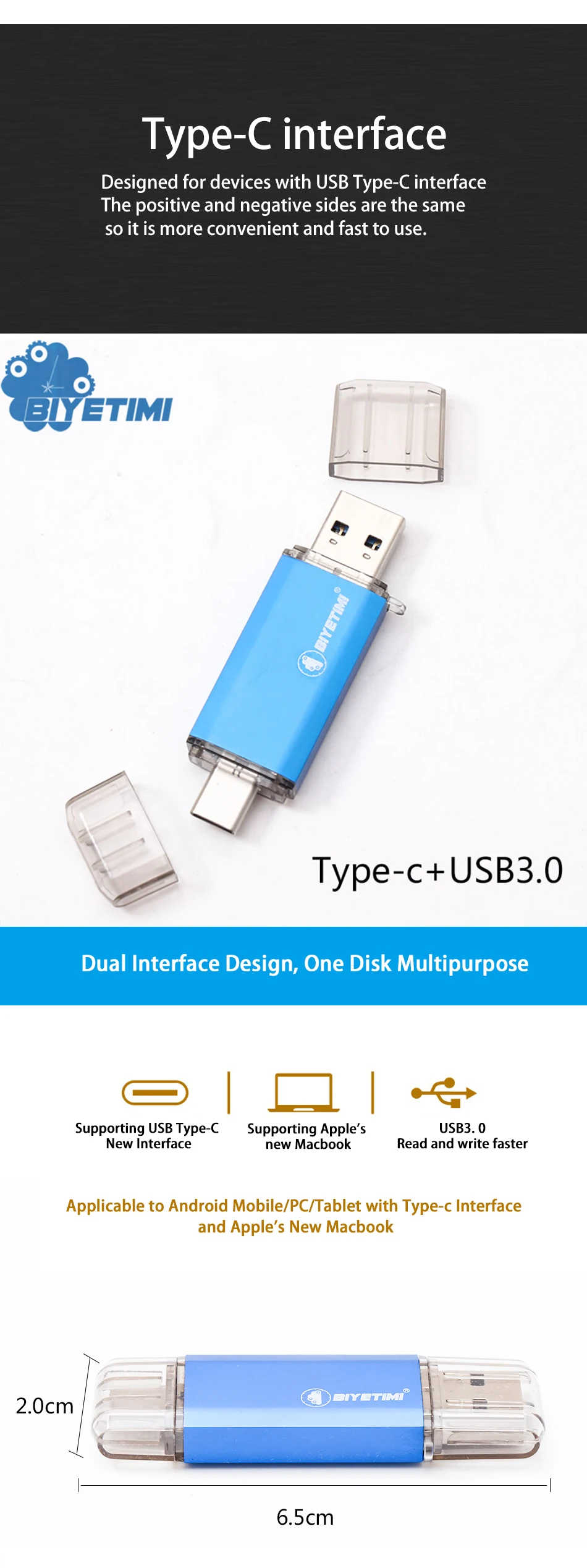 Флеш-накопитель Biyetimi usb type-c 3,0 для телефона и компьютера 16 ГБ 32 ГБ 64 ГБ 128 ГБ реальная емкость otg U stick флеш-накопитель