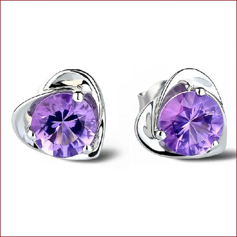 Buy Original Purple Heart Stud Earrings For Women 925