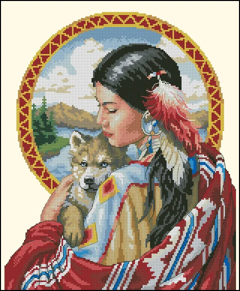 

top Quality lovely counted cross stitch kit Guardian Spirit dimensions 00319 woman lady and dog wolf