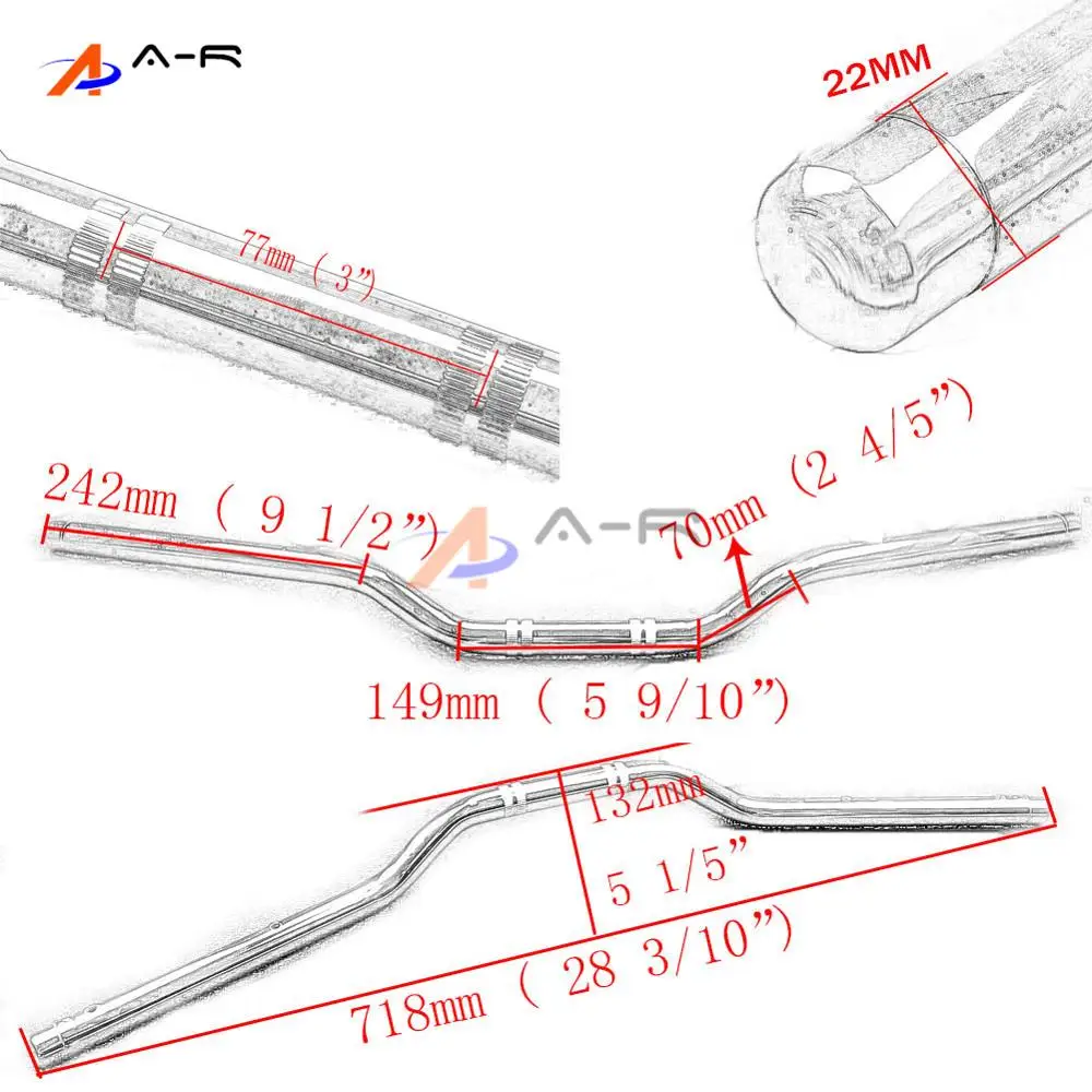 7/8" Drag Bars 22mm Handlebars for Kawasaki W650 ER-5 Z750 Z800 Z1000 ZR-7 Ninja 400R 650R Drag Bar Handlebar Pads Handle Tubes