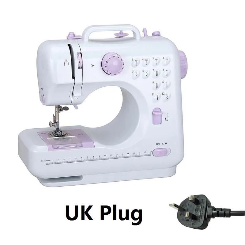 Мини 12 стежков швейная машина бытовая многофункциональная двойная нить и скорость свободный руки Крафт машина для починки США/Великобритания/ЕС вилка - Цвет: UK Plug