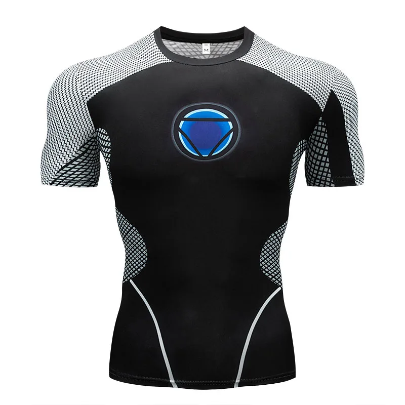 

2019 Men's New Fitness 3D T-shirts The Avengers Superhero Spiderman iron Manmansports tights male Crossfit Short Sleeve Fitness