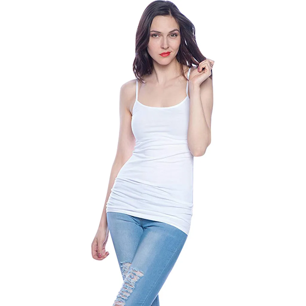 Women 4PC Adjustable Shoulder Vest Top Blouse Casual Tops Sleeveless T-Shirt Summer Tops Lady Blouses White Top Sexy J19