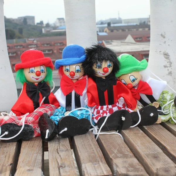 

Wooden Durable Functional Clown Marionette Kids Children Puppet Toy