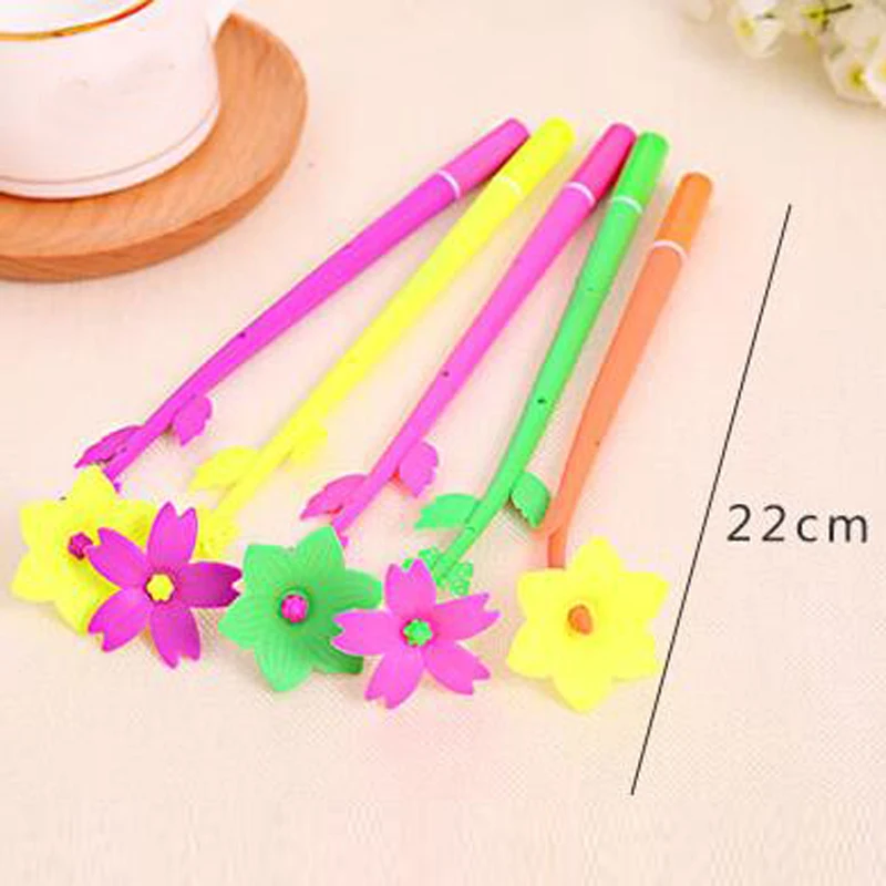 Free Shipping 16 pieces / set Gel Ink Flower Pen Cute Flower Plant Pens Gift for Kid Student