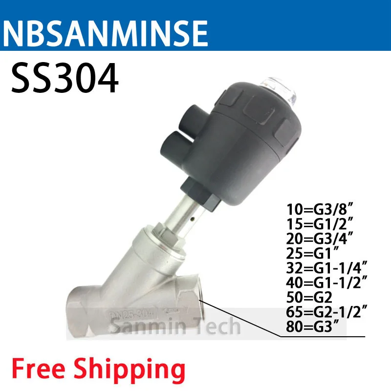 JDF 100P0NC Air Angle Seat Valve PA Actuator SS304 Body 3/8 1/2 3/4 1 1-1/4 1-1/2 2 2-1/2 3 Pneumatic Angle Seat Valve Sanmin