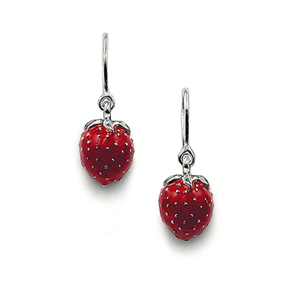 

High Quality Silver Plated Red Strawberry Drop Earrings, Most Fashion Glam Good Earring Jewelry Bijoux Earings Gift for Women