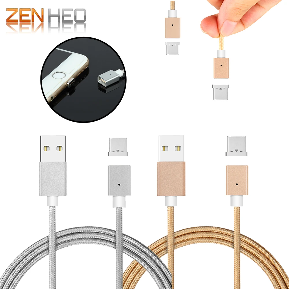 Магнитный зарядный кабель обновлен плетеный нейлоновый магнит Тип C Micro USB для