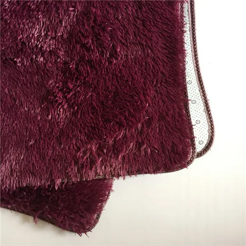 Плюшевый тканевый Противоскользящий коврик, толстые напольные ковры для гостиной, Одноцветный коврик для ванной комнаты, водопоглощающий коврик, размер Cuatom - Цвет: Wine red