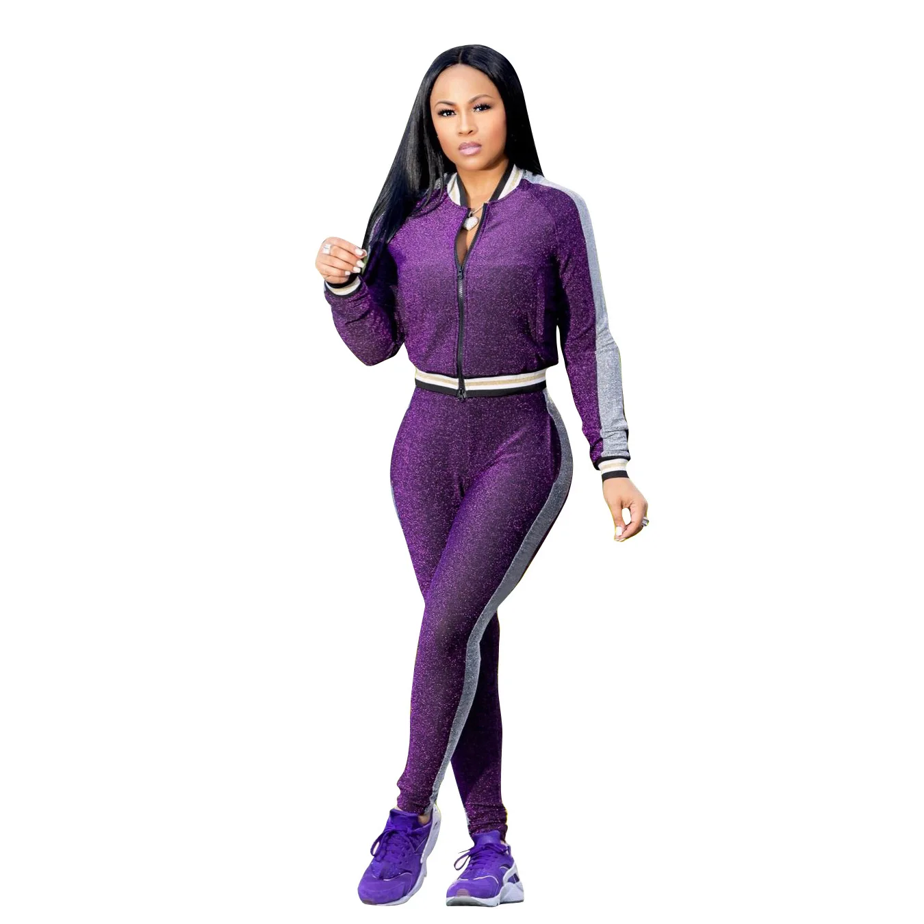 purple sweatsuit