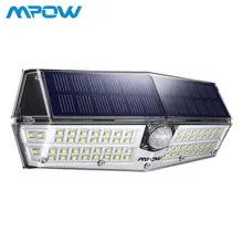 Mpow CD174 яркий светильник ing на солнечной батарее, светильник с датчиком движения 66 Вт, 66 светодиодный светильник на солнечной панели, 3 регулируемых светильника, модель наружной лампы