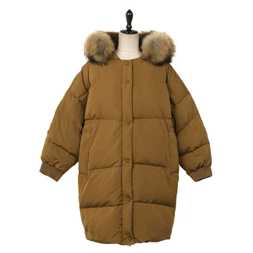 New Autumn Winter Detachable Large Fur Collar Parkas Women