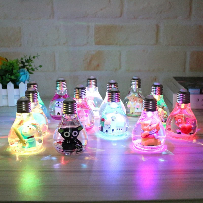 

Glowing decorative building cute cartoon doll light bulb micro landscape decorative ornaments ornament student gift Table Lamps