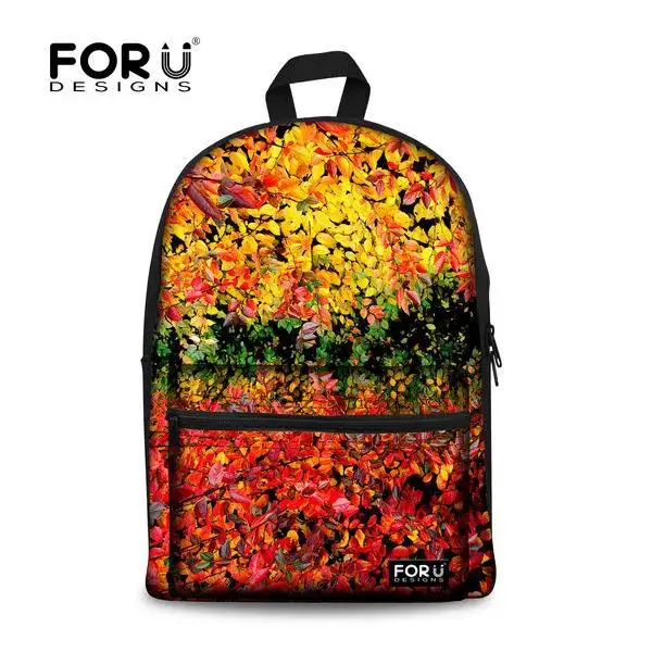 FORUDESIGNS/Повседневный холщовый рюкзак для женщин, рюкзаки на плечо, Mochilas, 3D принт листьев, женские дорожные сумки, сумка для ноутбука, сумки - Цвет: 2U0021A1