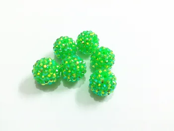 

(Choose Size First ) 12mm/14mm/16mm/18mm Neon Green AB Resin Rhinestone Beads,Chunky Rhinestone Beads