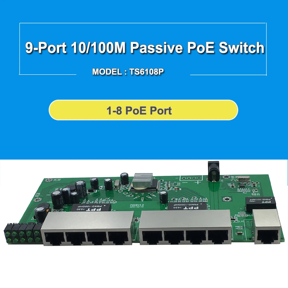 9 Ports 24V Passive POE Switch Of pcba board 24V 48V POE Switch 1