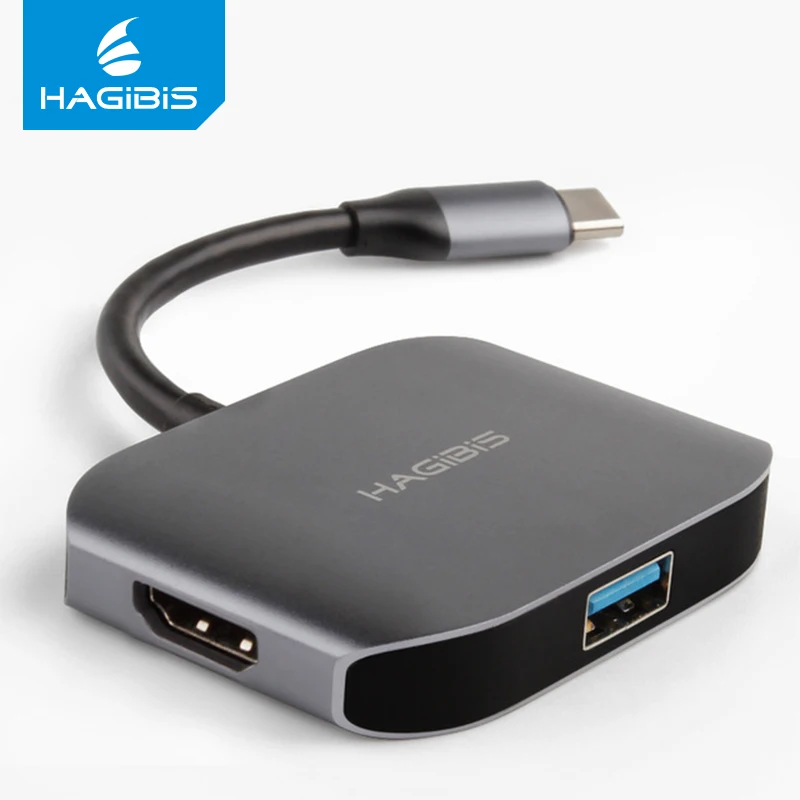 

Hagibis 3 in 1 Type C USB 3.1 HUB USB-C to HDMI VGA Adapter 4K Video HD SuperSpeed USB 3.0 Hub for Macbook Air Pro Dell XPS 13