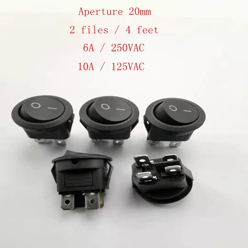 

5pcs 4PIN ON/OFF black Rocker Switch 6A250V Small round switch push button best quality