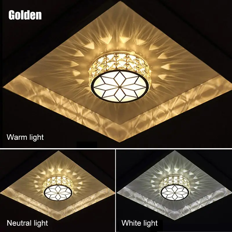

5W Corridor Ceiling Lamp Modern Aisle Veranda Lighting Down Crystal Recessed Mounted LED Ceiling Lights Living Room Bedroom