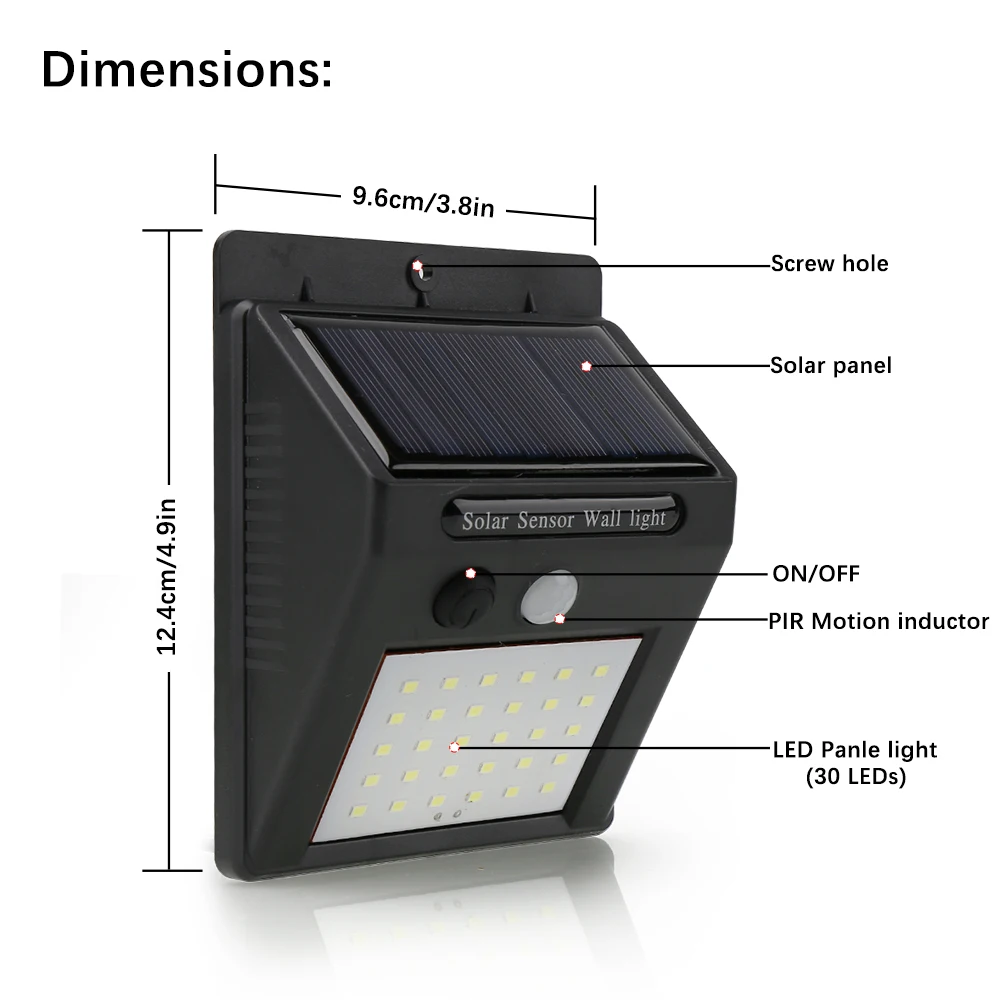 Светодиодный светильник на солнечной батарее, уличный солнечный светильник с датчиком движения PIR, настенный светильник, водонепроницаемый солнечный светильник на солнечной батарее для украшения сада на открытом воздухе
