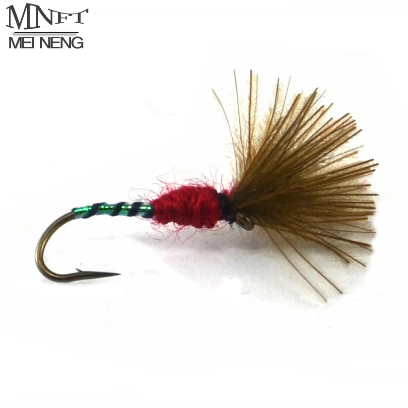 MNFT 10PCS 10# Midge Nymph Larva Parachute Zebra Flashing Green Red Bug