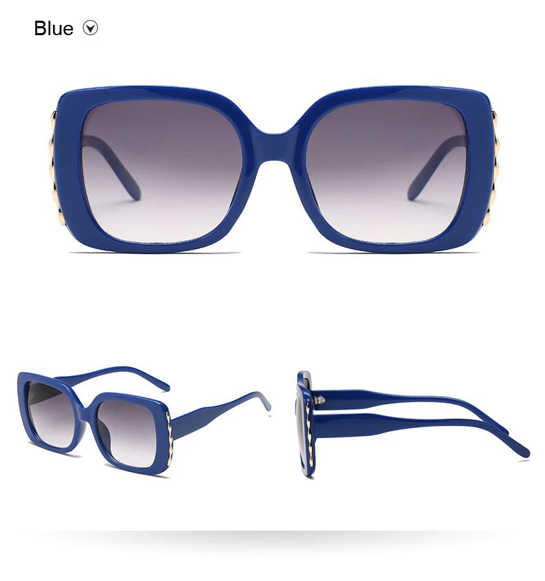 Мода квадратная рамка солнцезащитные очки Для женщин Роскошные Брендовая Дизайнерская обувь Винтаж синий Солнцезащитные очки женские