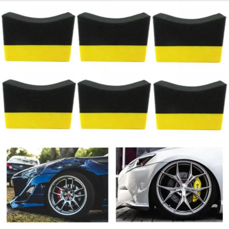 

New 6Pcs Vehicle Car Tire Dressing Applicator Pads Gloss Shine Color Polishing Sponge Wax Protectant Wheel Waxing Case 10166