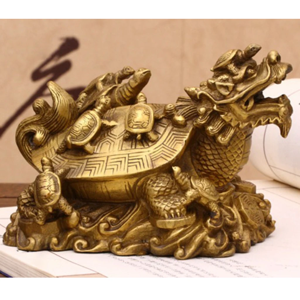 Housewarming Feng Shui Dragon Turtle Tortoise Statue Figurine Attaches Wealth Luck