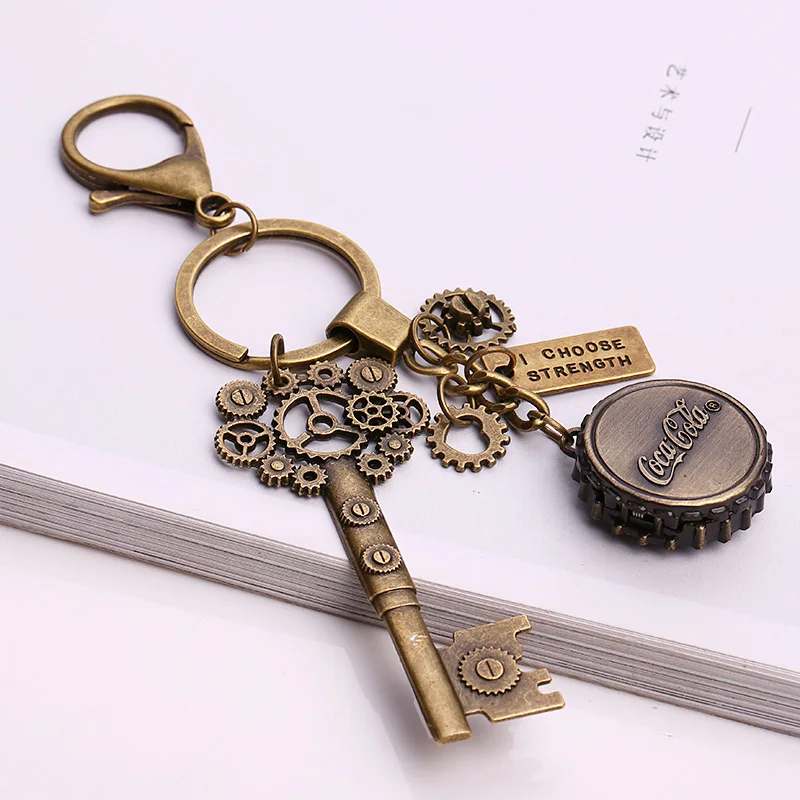 Kupla Vintage Bottle Caps Pocket Watch Keychain Fashion Steampunk
