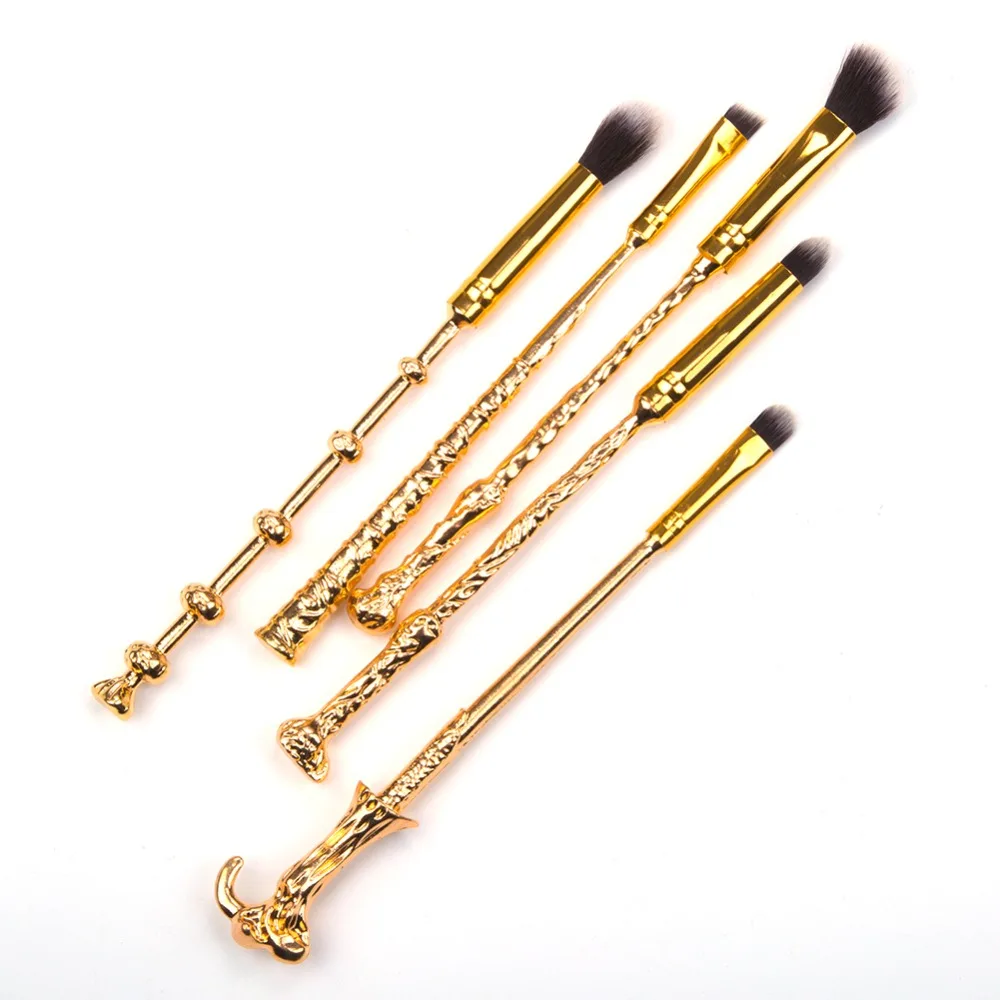 

5Pcs Harry Potter Wand Brush Set Wizard Cosmetics Makeup Make Up metal handle Brushes