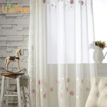 Plants Embroidered Window Tulle For Living Room Elegant Pink & Cream Pattern Bedroom Tulle Curtain Custom Made