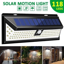 118 светодиодный солнечный светильник водонепроницаемый PIR датчик движения садовый настенный фонарь 3 стороны Открытый Путь светодиодный светильник безопасности дверь сад Солнечный свет