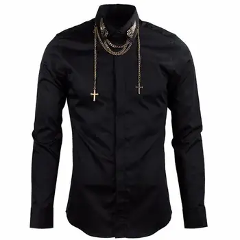 

Luxury Brand Men Shirt Long Sleeve Fashion Design Mens Slim Fit Dress Shirts Autumn Casual Chemise Homme Camisas Hombre 3XL