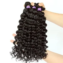 Deep Wave Brazilian Virgin Hair 100% Human Hair Weave Bundles Hair Weaving Extensions Natural Color 10″-28″ CARA